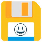 disket + ağzı açık sırıtma