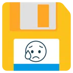 disket + üzgün ama rahatlamış yüz