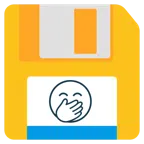 disket + eliyle ağzını kapatan yüz