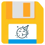 disket + partide eğlenen yüz