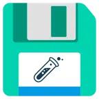 floppy disc + provetta