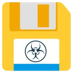 floppy disc + simbolo del rischio biologico