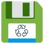 floppy disc + simbolo del riciclaggio