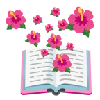 Bücherstapel + Hibiskus