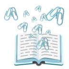 Bücherstapel + verhakte Büroklammern