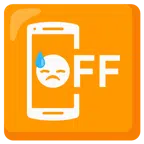 mobile phone off + downcast face with sweat