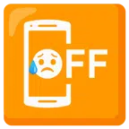 mobile phone off + sad but relieved face