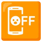 mobile phone off + face with open mouth