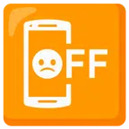 mobile phone off + slightly frowning face