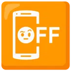 mobile phone off + face with raised eyebrow