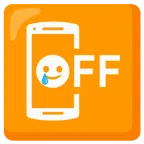 mobile phone off + smiling face with tear