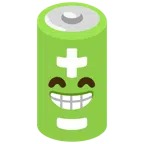 Batterie + strahlendes Gesicht mit lachenden Augen