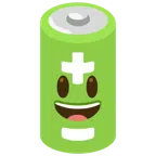 Batterie + grinsendes Gesicht mit großen Augen