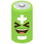 Batterie + Grinsegesicht mit zugekniffenen Augen