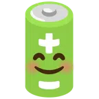Batterie + lächelndes Gesicht mit lachenden Augen