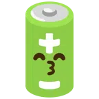 Batterie + küssendes Gesicht mit lächelnden Augen