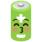 Batterie + küssendes Gesicht mit geschlossenen Augen