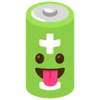 Batterie + Gesicht mit herausgestreckter Zunge