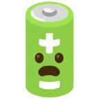 Batterie + entsetztes Gesicht