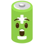 Batterie + erstauntes Gesicht