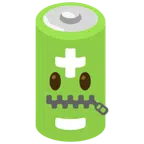 Batterie + Gesicht mit Reißverschlussmund
