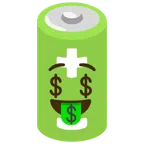 Batterie + Gesicht mit Dollarzeichen