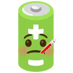 Batterie + Gesicht mit Fieberthermometer