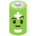 Batterie + Gesicht mit hochgezogenen Augenbrauen