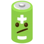 Batterie + Gesicht mit schrägem Mund