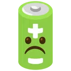 Batterie + düsteres Gesicht