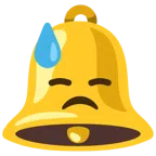 bell + downcast face with sweat
