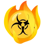 fuoco + simbolo del rischio biologico