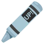 Wachsmalstift + Schriftzug „UP!“ im blauen Quadrat