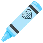 pastel boya + açık mavi kalp