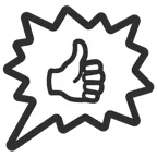 right anger bubble + thumbs up