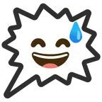 right anger bubble + grinning face with sweat