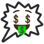 right anger bubble + money-mouth face