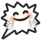 right anger bubble + smiling face with open hands