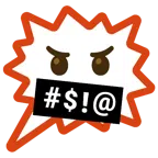 right anger bubble + face with symbols on mouth