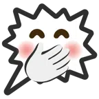 right anger bubble + face with hand over mouth