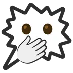 right anger bubble + face with open eyes and hand over mouth