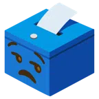 Urne mit Wahlzettel + verstimmtes Gesicht