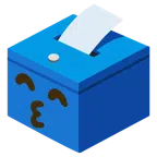 Urne mit Wahlzettel + küssendes Gesicht mit lächelnden Augen