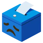 Urne mit Wahlzettel + enttäuschtes Gesicht