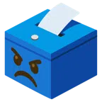 Urne mit Wahlzettel + verärgertes Gesicht