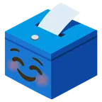 Urne mit Wahlzettel + lächelndes Gesicht