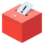 urna elettorale con scheda + punto esclamativo rosso