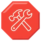 เครื่องหมายหยุด + ค้อนและประแจ