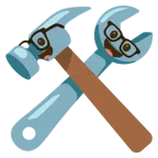 Hammer und Schraubenschlüssel + Strebergesicht