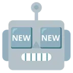 faccina di robot + pulsante NEW